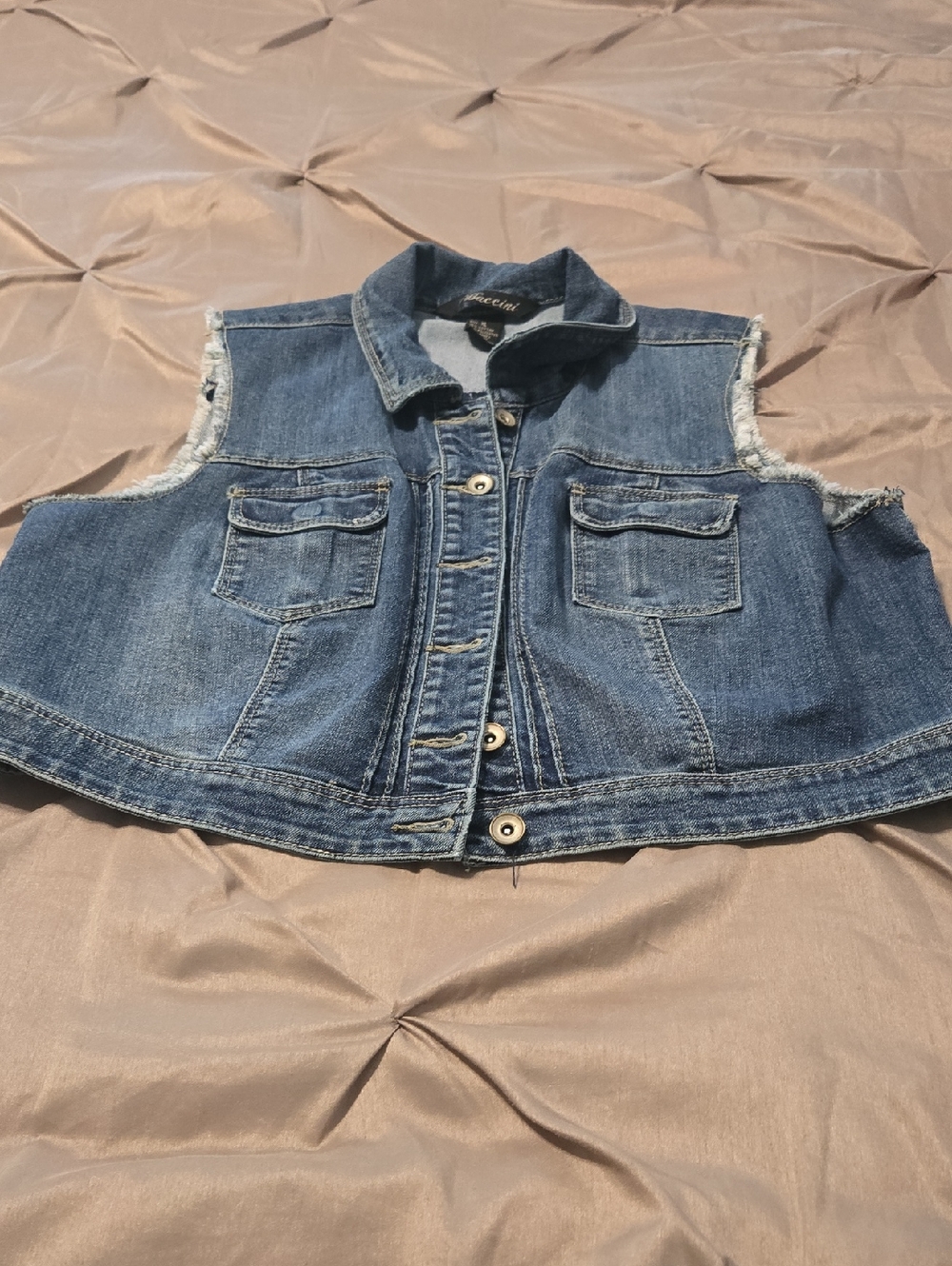 Baccini Blue Denim Sleeveless Jacket Vest